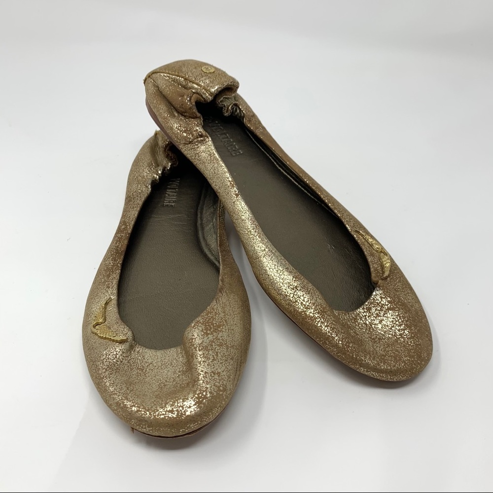Zadig and Voltaire Ballet Flats Golden 39 Leather